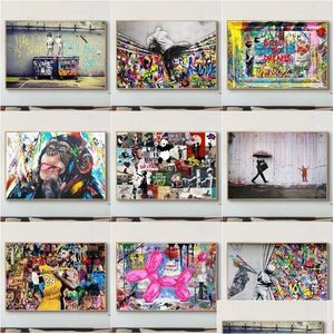 Paintings Street Iti Art Banksy Pop Canvas Painting Funny Designed Animal Posters And Classic Move Famous Stars Prints Living Room D Dh2Cp