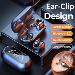 Headphones Earphones VAORLO TWS Wireless Bluetooth 52 Bone Conduction Earclip Design Touch Control LED Earbuds Sports Headsets 231030