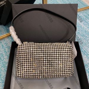 12a helt nya spegelkvalitetsdesigners mini Rhinestone fyrkantiga väskor 16 cm Luxurys kvinnors handväskor dragkedja handväska modepåse hobo casual stil koppling med låda