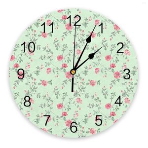 Zegary ścienne rośliny kwiatowe zegar róży Zegar salny Dekor w domu duży okrągły kwarcowy stół zegarek do dekoracji sypialni