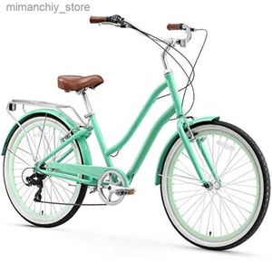 Bikes EVRYjourney Women's Hybrid Cruiser Bike Step-Through Hybrid Bicycle 1/3/7/21 Speed Bicycles Multipors Q231030