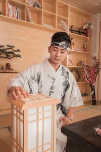 Roupas étnicas Japonês Quimono Masculino Formal Yukata Cavalheiro Terno Samurai Ternos para Cosplay Folha de Uva