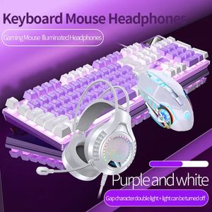 Keyboard Mouse Combos Gaming Headphone Set Wired Backlight Game 104 Keys Keyboards 3600DPI Mice USD 35mm Headset for PC Gamer 231030