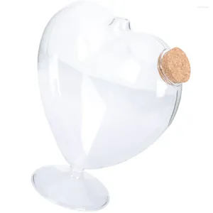 Storage Bottles Transparent Heart Shape Dry Fruit Jar Glass Candy Household Snack Jewelry Holder Box