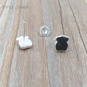 Kit per la creazione di gioielli con orsi Orecchini in argento sterling 925 per donna Orsetti neri carini Charms donna borchie set festa di nozze per ragazza adolescente E278l