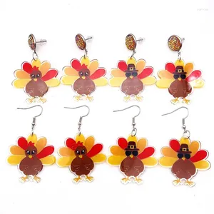 Party Favor Double-Sided Printed Letter Leather Holiday Jewely Ladies Thanksgiving Turkiet Squirrel Pine Cone Akrylörhängen