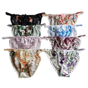 Yavorrs 8pcs 100% Silk FLOWER Women's Strings Bikinis underwear261F