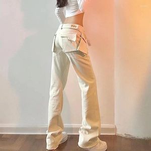 Women's Jeans Denim Cargo Pants For Women Spring And Summer High Waist Straight Leg Spice Girl American Flared