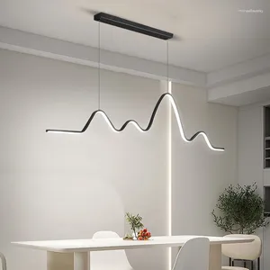 Lustres 2023 LED luminária para sala de jantar cozinha bar quarto preto design moderno estilo simples curva candelabro de teto luz