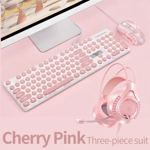 Keyboard Mouse Combos Threepiece Set Punk Gaming and Earphone Luminous Keyboards 3200 DPI Mice Headset Computer Accessories 231030