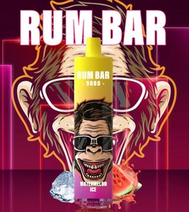 E Cigaretter Original 100% Rum Bar 9000 Puffs 650mAh 18 ml Förfylld enhet Disponibla VAPE Auktoriserade 10 smaker i lager