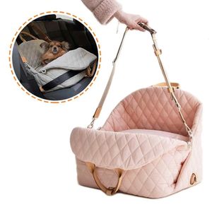 Caixas de gato casas bolsa de cachorro luxo assento de carro pet verão cama de viagem ao ar livre para gato pequeno portátil lavável filhote de cachorro sacolas com cinto de segurança 231030