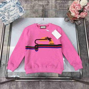 Brand round neck hoodie for baby Complete labels kids sweater Size 100-150 Multi color striped printing children pullover Oct25
