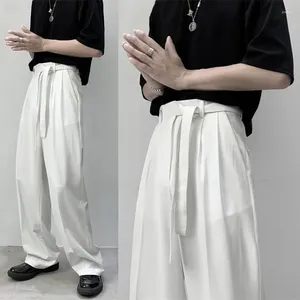 Men's Jeans Western Style Trousers Summer Thin Ice Silk Straight Tube Suit Pants Wide Leg Fashion Brand Loose Nine Point Leisure