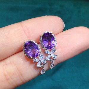 Brincos meninas roxo cristal zircão diamante branco ouro brincos studs feminino jóias de casamento festa presente aniversário