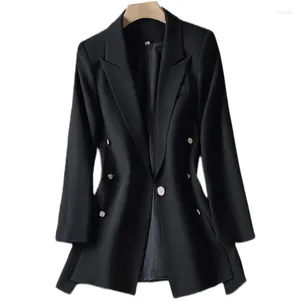 Ternos femininos terno feminino primavera blazer 2023 jaqueta blazers curto fino outono selvagem manga longa feminino casaco preto moda