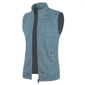 Men's Vests Waistcoat Stand Collar Tank Tops Sweatshirt Men Vest Turtleneck Fleece Cardigan Spring Autumn Sleeveless Jacket Outerwear