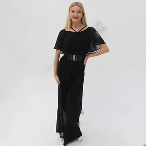 Stage Wear Latin Modern Dance Jumpsuit For Women National Standard Training Suit Chacha Rumba Tango Dress Pants DQS14244