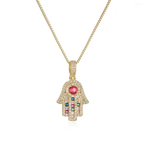 Ожерелья с подвесками Mafisar, винтажный богемный стиль, на ладони для женщин, полный блестящий циркон с инкрустацией из циркона, счастливые вечерние ювелирные изделия, подарок