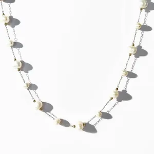 Hänghalsband peri'sbox handgjorda svart kristallpärlade choker halsband med naturligt sötvatten pärla dubbel hjärtat vit skal i