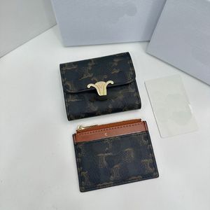 Triumphal Arch -märke Trifold Wallet Women's Löstagbara korthållare Klassiska mönster dragkedja Purs