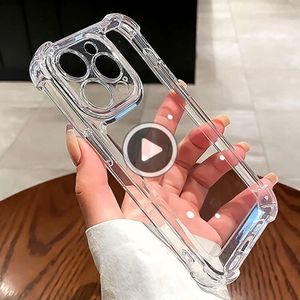 Luxury Clear Shockproof Phone Case For iPhone 14 13 12 11 15 Pro Max X XR XS Max 7 8 Plus Transparent Bumper Cases Cover