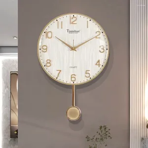 Wall Clocks Decoration Clock Home Hand Elegant Gift Quartz Luxury Living Room Classic Number Gold Round Wandklok Decor