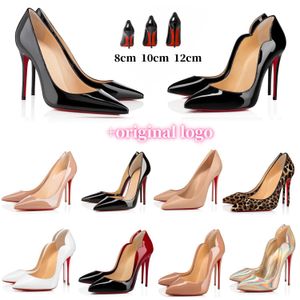 Luxurys Pumps Women Women Shoes مدببة إصبع القدم الأسود High Heels Shoes Thin Heel Patent Leather 6cm 8cm 10cm