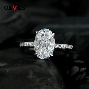 Solitaire Ring OEVAS 100 925 Sterling Silver 812mm Oval Sparkling High Carbon Diamond Wedding Rings For Women Party Fine Jewelry Wholesale 231030