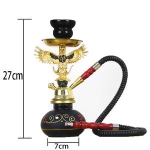 10.6in Ręka Ręczycielska Zestaw Hookah Glass Metal Eagle Glass Shisha zlewka Palanie Shisha Filter papierosowy Trąbe Arabian Oil Projektant