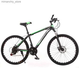 Bisikletler 20/22/24/26 inç bisiklet 21 Hızlı Şok Emici Bisiklet Süspansiyon Çatal Çelik Karbon Çerçeve Konforu Sökme Slip Olmayan Pedalı UNISEX Q231030