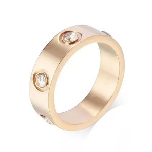 Moda tasarımcı yüzüğü lüks klasik 4mm 5mm 6mm 7mm titanyum çelik aşk yüzüğü moda elmas gül altın ve gümüş yüzük sevgililer hediyeler kutularda gelir Noel