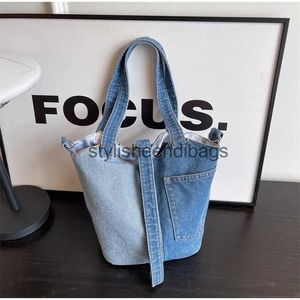 Shoulder Bags Handbags Women's Cross Pocket Casual Denim Handbag Shoulder Bag 2023 Fashion Underarm Bag Vintage Shopping Bucket Bagstylisheendibags