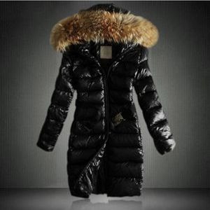 프랑스 브랜드 여성 긴 / 짧은 겨울 다운 재킷 여자 슬림 여성 코트 두껍게 모피 파카 다운 코트 후드 파파