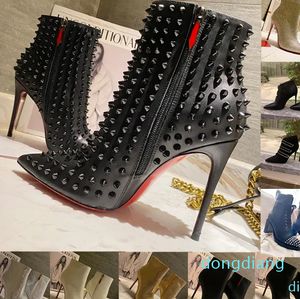 Neuester Stiefel-Sneaker Melon Flat Herrenstiefel schwarze Spikes Wildlederschuhe super perfekte Motorrad-Stiefelettengröße