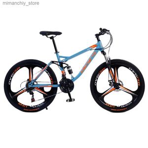 Bikes 26 Inches Mountain Bicycle Variable Speed Bicycle High Carbon Steel Frame Mid Mounted Shock Absorption Double Disc Brakes Q231030