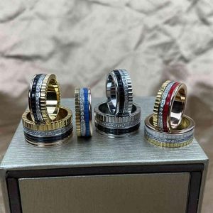 925 sterling silver gold-plated gear ceramic rotating ring men and women fashion personality luxury brand party gift jewelry257A