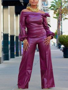 Women's Two Piece Pants Unique And Fashionable Leather Suit
