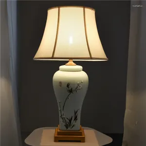 Lampade da tavolo Hongcui Luci da scrivania in ceramica Tessuto moderno e contemporaneo di lusso per foyer Soggiorno Ufficio Letto creativo El