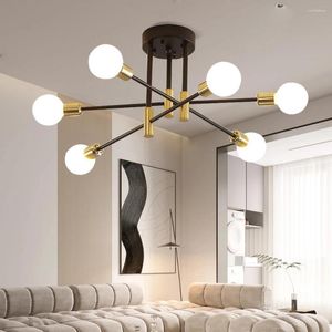 Ceiling Lights Simple Retro Iron Chandelier Lighting Vintage Spider Modern Lamp For Living Room Fixture