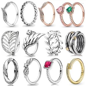 Klaster Pierścienie 925 Sterling Srebrne Podniesione serce Eternity Blisted Rope Bands Asymetryczne gwiazdy pozostawia pierścień dla kobiet biżuteria prezentowa