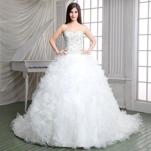 Princesa branco uma linha vestidos de casamento vestidos de noiva inchado em camadas tule saia sem mangas longo plus size vestido de noiva novo feito sob encomenda vestidos de festa de casamento vestido de novia