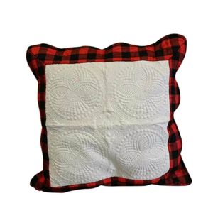 Buffalo Plaid Scalloped Quilted Pillow Case Christmas Ruffle Toddler Baby Gift Pillow-Cover multi Colors Square Wraps DOMIL1817