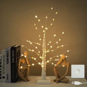 Christmas Decorations 60cm Christmas Brich Tree Artificial Plants Romantic Led Light Hanging Year Home Decor Party Wedding Ornaments Dating Decor 231027
