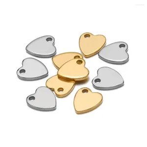 Charms 40Pcs 20Pcs Flat Mirror Heart Gold Color Pendants For DIY Jewelry Making Bracelet End Tail Wholesale