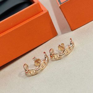 S925 Sterling Silver Pig Nose Smooth Rose Gold Fan ins Casual Versatile Light Luxury Earrings