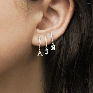 Hoop Earrings 26 Letters Stainless Steel Piercing Gold Plated Alphabet A-Z Hanging Earring 2023 Trend Luxury Jewelry Aretes Mujer