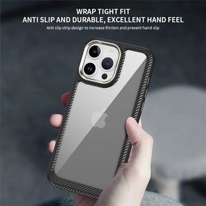 Carbon Fiber Clear Phone Case for iPhone 15 Plus 14 13 12 Pro Max Durable Sturdy Slim Business Full Protective Soft Bumper Transparent Back Cover Shockproof