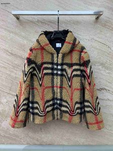 Giacca donna autunno inverno Cappotto a maniche lunghe con chiusura con cerniera soprabito Cappotto in lana di agnello a quadri nuovo abbigliamento firmato moda