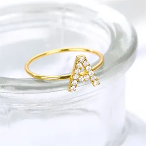 Klusterringar Justerbar A-Z Inledande ring Bohemian Copper Zircon Letter for Women Girls Party Wedding Jewelry Gift